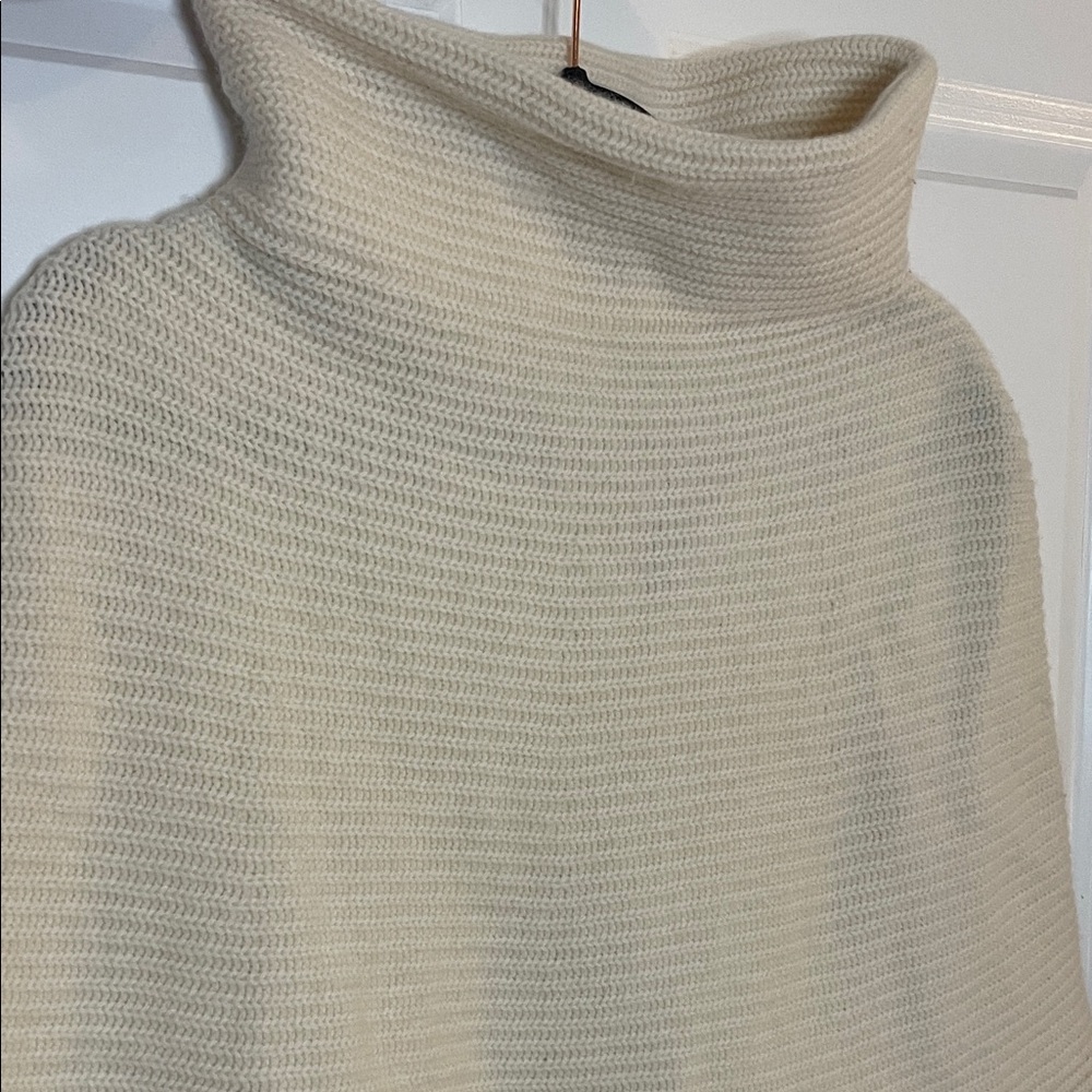 Ralph Lauren Wool Cashmere Knit Cape Poncho Turtleneck Cream M - Picture 4 of 10